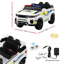 Rigo Kids Electric Ride On Patrol Police Car Horn Music Remote White-2