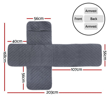 Artiss Recliner Chair Cover 100% Water Resistant Grey - 0