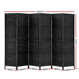 Artiss 6 Panel Room Divider Screen Privacy Timber Foldable Dividers Stand Black - 0