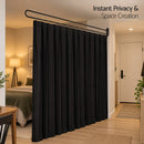 Artiss Room Divider Wall Mounted Hanging Curtain Partition Screen Black 200x220cm-5