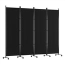 Artiss 4 Panel Room Divider Screen 217cm Wheel Fabric Black-4