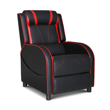 Artiss Recliner Chair Gaming Chair Leather Black Serik - 0