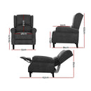 Artiss Recliner Chair Adjustable Sofa Lounge Soft Suede Armchair Couch Charcoal-2