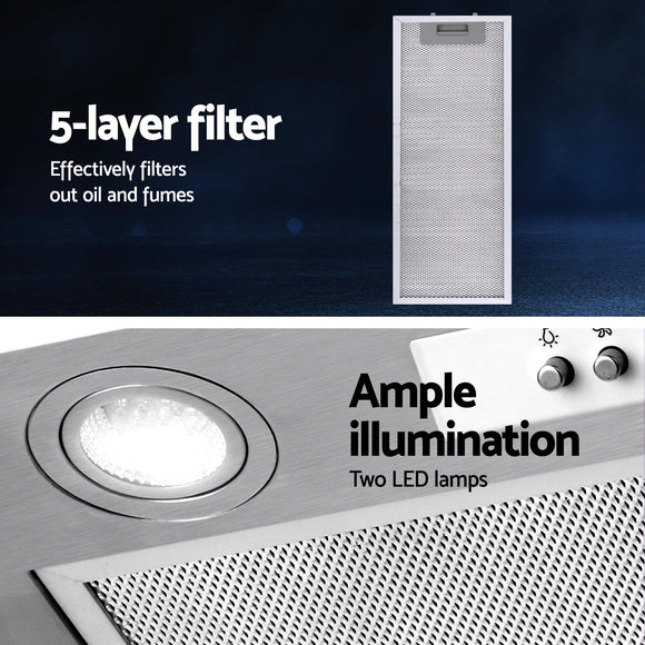 Devanti 520mm Range Hood 52cm Rangehood Stainless Steel
