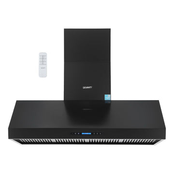 Devanti 1500mm Commercial BBQ Range Hood Dual Motor W/ Remote Control Black - 0