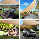 Instahut Shade Sail 5x5x5m Triangle 185GSM 95% Sand Shade Cloth-4