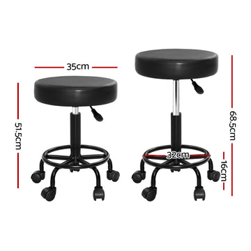 Artiss 2x Salon Stool Round Swivel Chair - 0