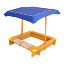 Keezi Kids Sandpit Wooden Sandbox Sand Pit with Canopy Water Basin Toys 103cm-3