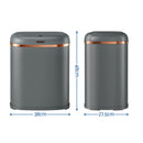 Devanti 38L Motion Sensor Bin Rubbish Automatic Grey-2