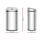 Devanti 50L Motion Sensor Bin Rubbish Automatic Silver-2