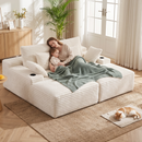 Artiss Double Chaise Lounge Sofa 2-Seater Modular Sofa Lounge Chair Couch Beige-6