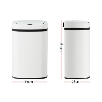 Devanti 50L Sensor Bin Motion Rubbish Automatic White - 0