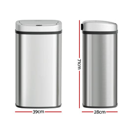 Devanti 60L Sensor Bin Motion Rubbish Automatic Silver - 0