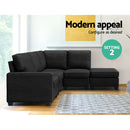 Artiss Modular Sofa Chaise Set 5-seater Dark Grey-5