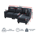 Artiss Modular Sofa Chaise Set 4-seater Dark Grey-2