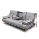 Artiss Sofa Bed 188CM Grey Faux Linen-2