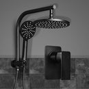 Cefito 9'' Rain Shower Head Set Handheld Round High Pressure Mixer Tap Black-1
