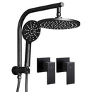 Cefito 9'' Rain Shower Head Set Handheld Round High Pressure Twins Tap Black-8