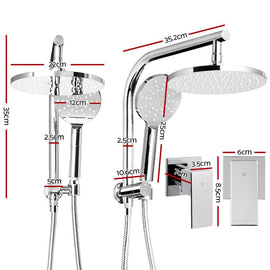 Cefito 9'' Rain Shower Head Set Handheld Round High Pressure Twins Tap�Chrome - 0