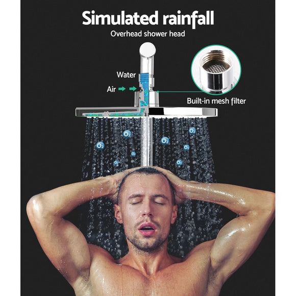 Cefito 9'' Rain Shower Head Set Handheld Round High Pressure Twins Tap�Chrome