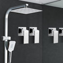 Cefito 10'' Rain Shower Head Set Handheld Square High Pressure Twins Tap Chrome-1