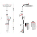 Cefito 10'' Rain Shower Head Set Handheld Square High Pressure Twins Tap Chrome-2