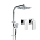 Cefito 10'' Rain Shower Head Set Handheld Square High Pressure Twins Tap Chrome-8