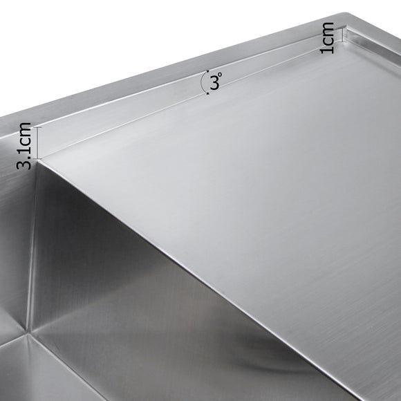 Cefito Kitchen Sink 87X45CM Stainless Steel Basin Single Bowl Silver