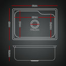 Cefito Kitchen Sink 61X43CM Stainless Steel Basin Single Bowl Silver Drain Basket-2