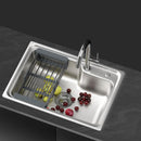 Cefito Kitchen Sink 61X43CM Stainless Steel Basin Single Bowl Silver Drain Basket-7
