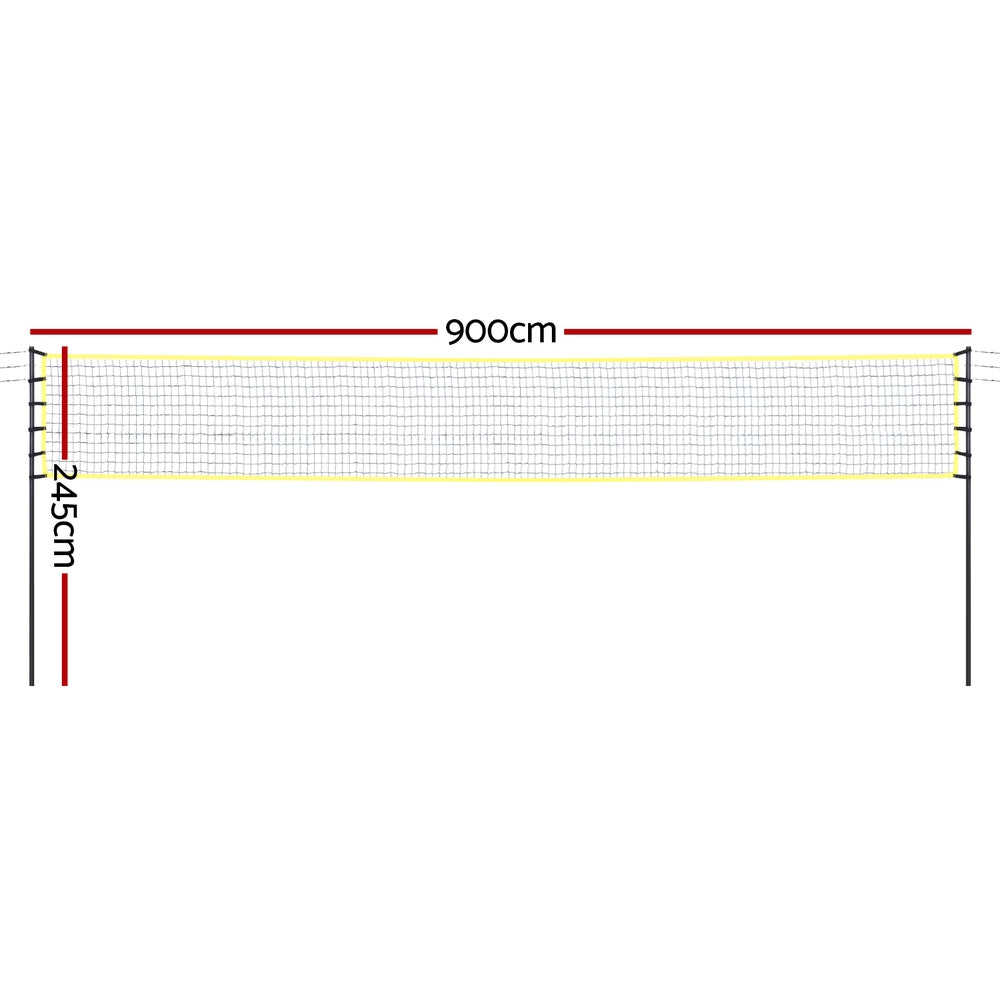 Everfit 9M Portable Volleyball Net Set with Ball Boundary Lines Badminton Tennis - 0
