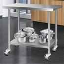 Cefito 304 Stainless Steel Kitchen Benches Work Bench Food Prep Table with Wheels 1219MM x 610MM-8