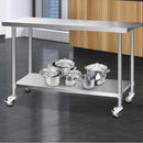 Cefito 304 Stainless Steel Kitchen Benches Work Bench Food Prep Table with Wheels 1524MM x 610MM-8