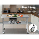 Cefito 304 Stainless Steel Kitchen Benches Work Bench Food Prep Table with Wheels 1524MM x 610MM-7