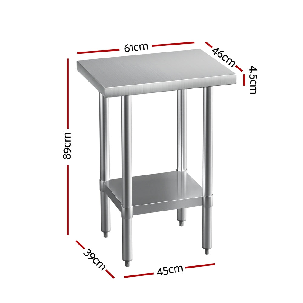 Cefito Stainless Steel Kitchen Benches Work Bench 610x457mm 430 - 0