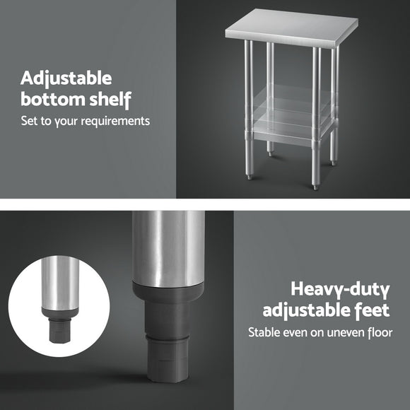 Cefito Stainless Steel Kitchen Benches Work Bench 610x457mm 430