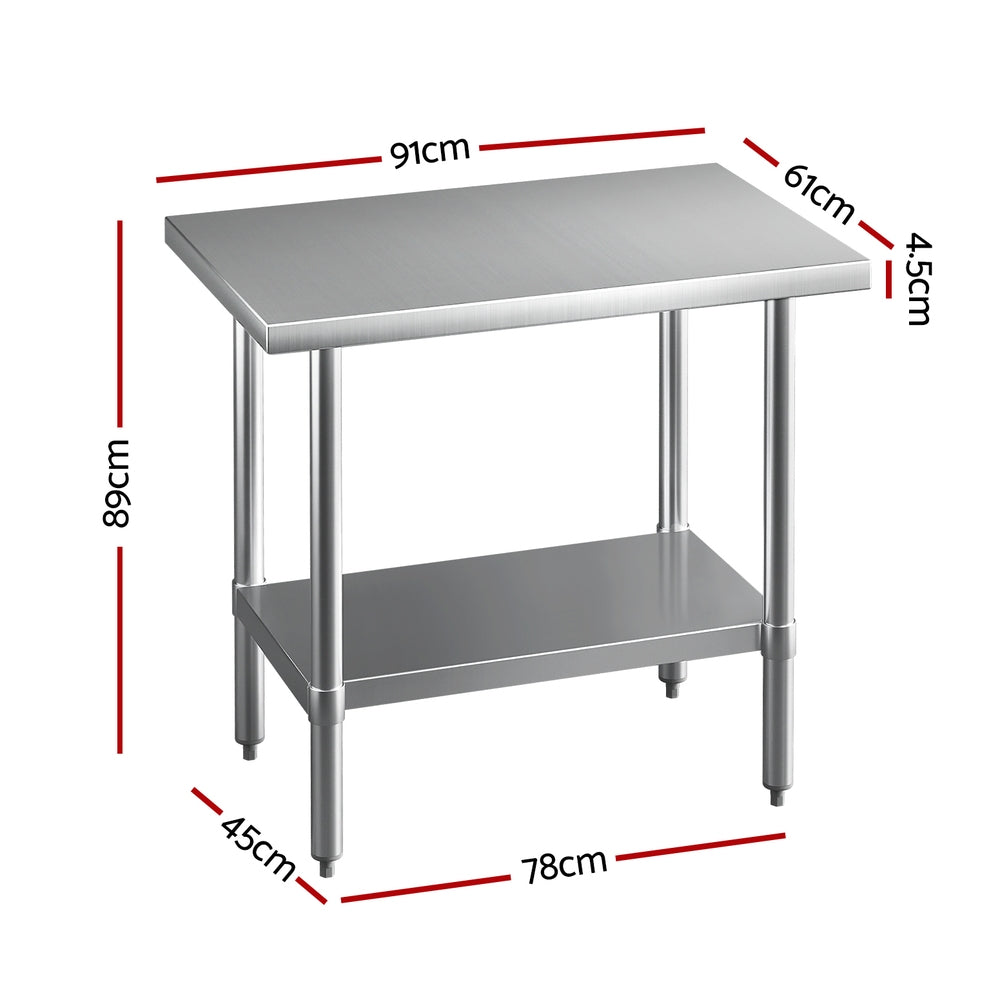 Cefito Stainless Steel Kitchen Benches Work Bench 910x610mm 430 - 0