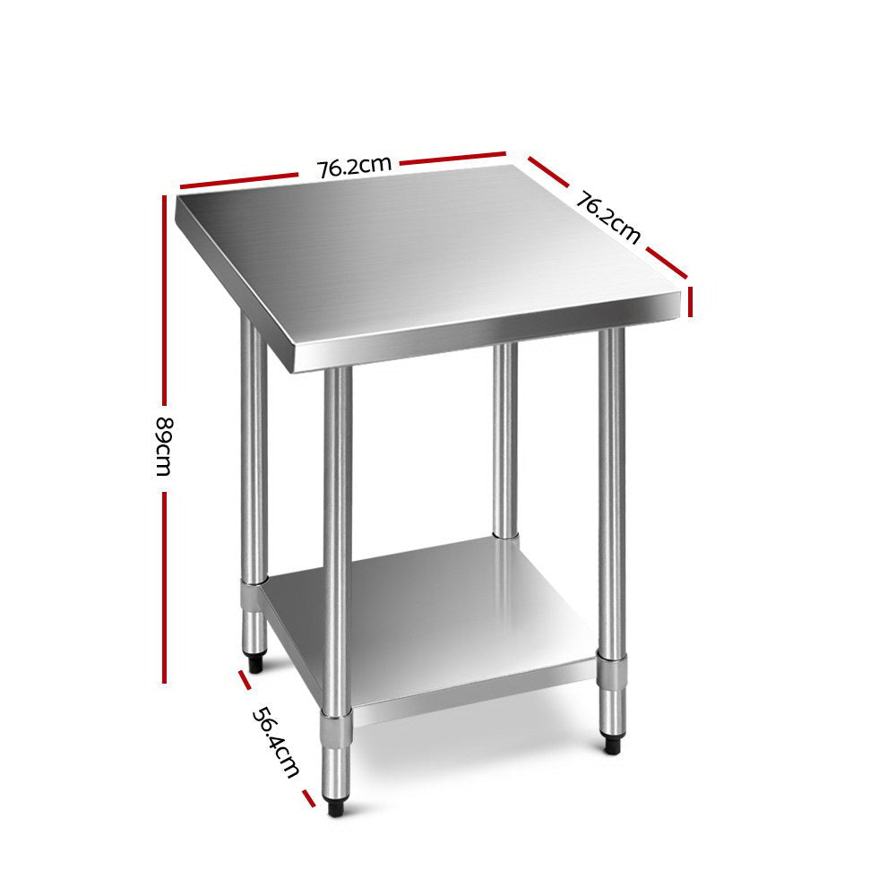 Cefito 762 x 762mm Commercial Stainless Steel Kitchen Bench - 0