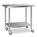 Cefito 430 Stainless Steel Kitchen Benches Work Bench Food Prep Table with Wheels 1219MM x 610MM-1
