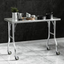 Cefito Stainless Steel Kitchen Benches Work Bench Wheels 122X61CM 430-7