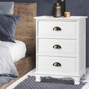 Artiss 2x Bedside Table 3 Drawers Vintage - THYME White-2