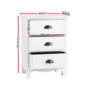 Artiss 2x Bedside Table 3 Drawers Vintage - THYME White-3