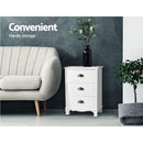 Artiss 2x Bedside Table 3 Drawers Vintage - THYME White-4