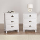 Artiss 2x Bedside Table 3 Drawers Vintage - THYME White-8