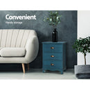 Artiss Bedside Table 3 Drawers Vintage - THYME Blue-3