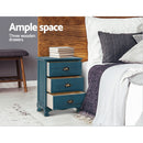 Artiss Bedside Table 3 Drawers Vintage - THYME Blue-4