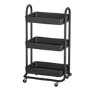 Artiss Storage Trolley Kitchen Cart 3 Tiers Rack Shelf Organiser Wheels Black-1