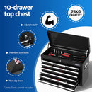 Giantz 15 Drawers Tool Chest Trolley Toolbox 2-in-1 Storage Black-3