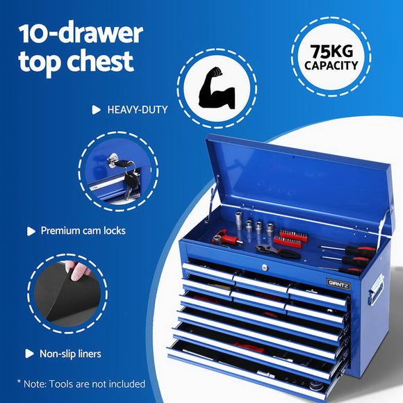 Giantz 15 Drawers Tool Chest Trolley Toolbox 2-in-1 Storage Blue