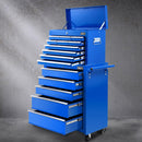 Giantz 15 Drawers Tool Chest Trolley Toolbox 2-in-1 Storage Blue-7